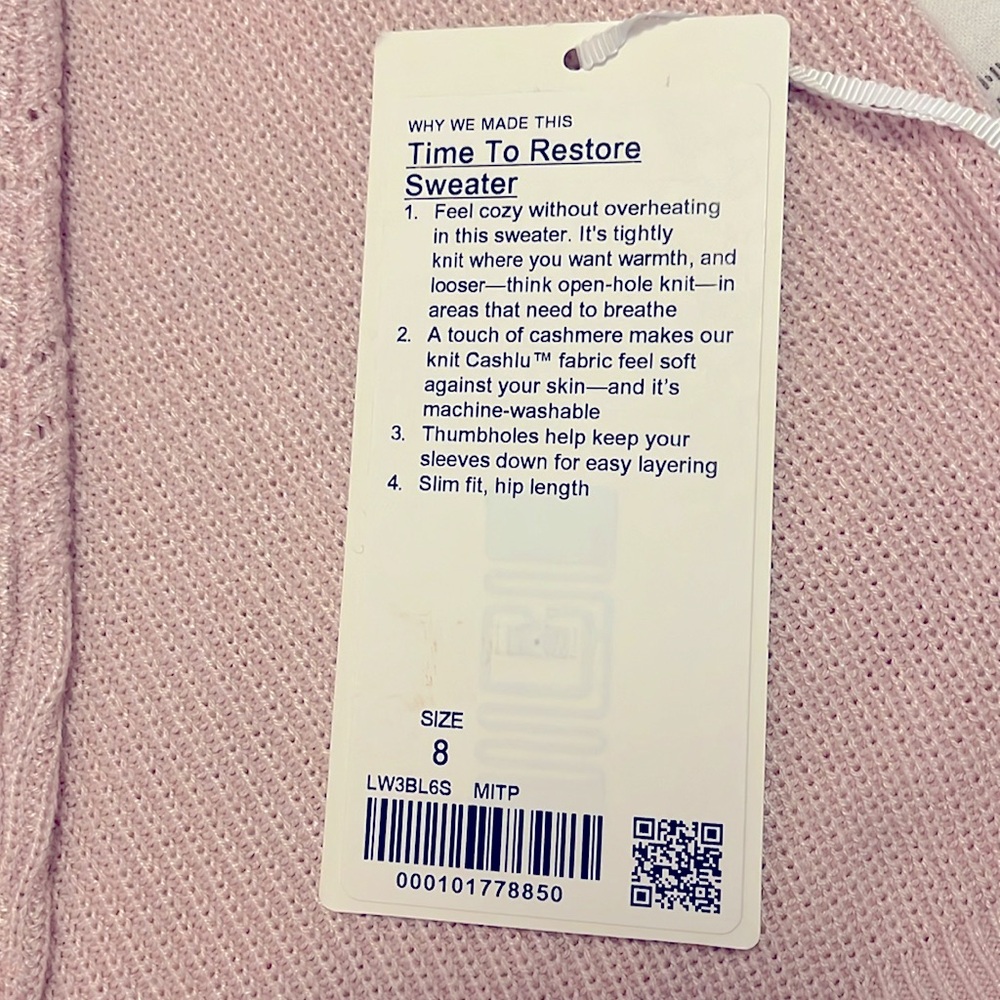 Lululemon sz 8 Time To Restore sweater - Picture 6 of 6